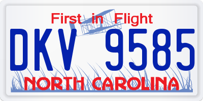 NC license plate DKV9585