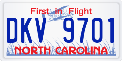 NC license plate DKV9701