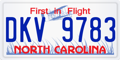 NC license plate DKV9783