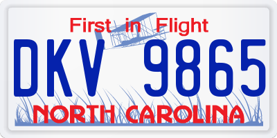 NC license plate DKV9865