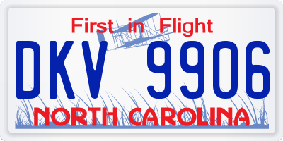 NC license plate DKV9906