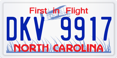 NC license plate DKV9917