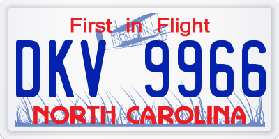 NC license plate DKV9966