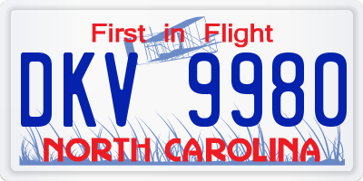 NC license plate DKV9980
