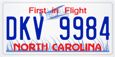 NC license plate DKV9984