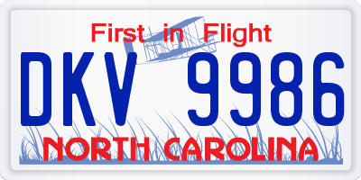 NC license plate DKV9986