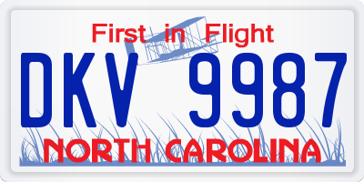 NC license plate DKV9987