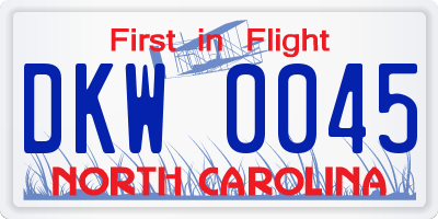 NC license plate DKW0045