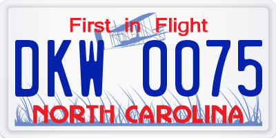 NC license plate DKW0075