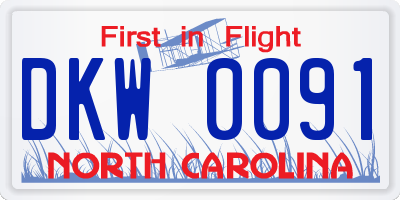 NC license plate DKW0091