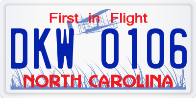NC license plate DKW0106