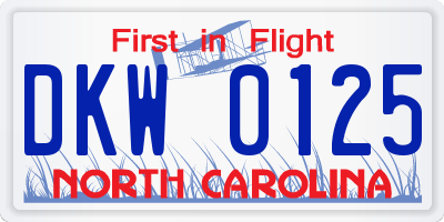 NC license plate DKW0125