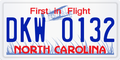 NC license plate DKW0132