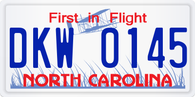 NC license plate DKW0145