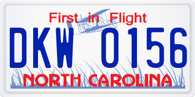 NC license plate DKW0156