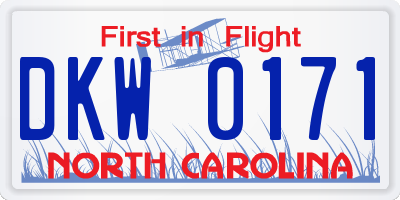 NC license plate DKW0171