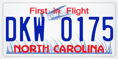NC license plate DKW0175