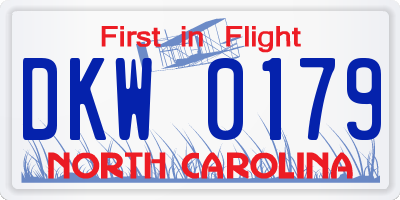 NC license plate DKW0179