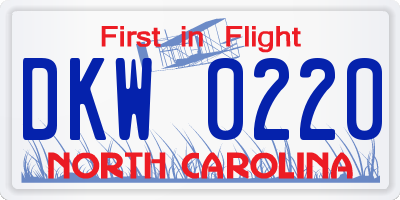 NC license plate DKW0220