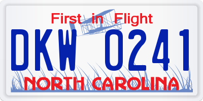 NC license plate DKW0241