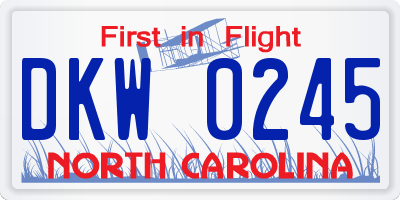 NC license plate DKW0245