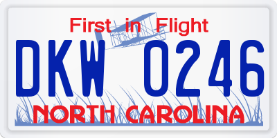 NC license plate DKW0246