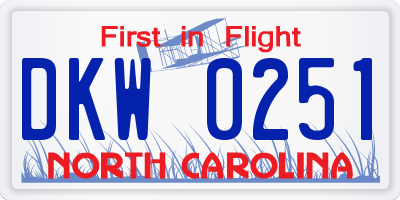 NC license plate DKW0251