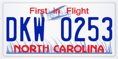NC license plate DKW0253