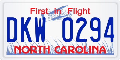 NC license plate DKW0294