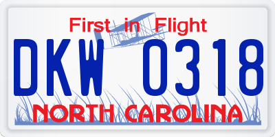 NC license plate DKW0318