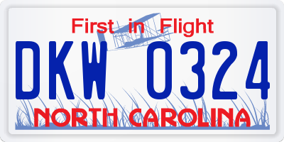 NC license plate DKW0324