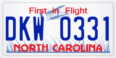 NC license plate DKW0331