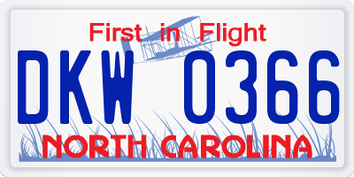 NC license plate DKW0366
