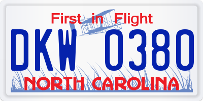 NC license plate DKW0380