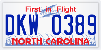NC license plate DKW0389