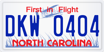 NC license plate DKW0404