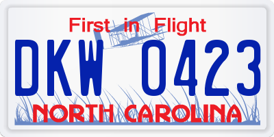 NC license plate DKW0423