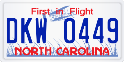 NC license plate DKW0449