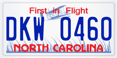 NC license plate DKW0460
