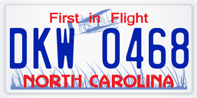NC license plate DKW0468