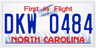 NC license plate DKW0484