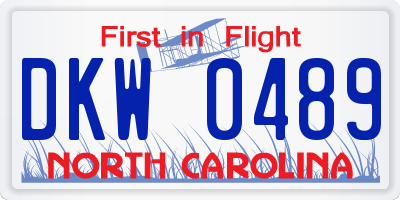 NC license plate DKW0489