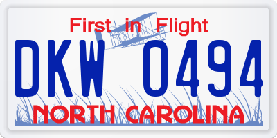 NC license plate DKW0494