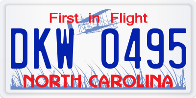 NC license plate DKW0495