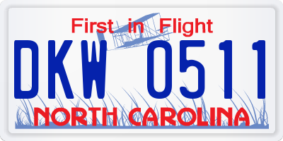 NC license plate DKW0511