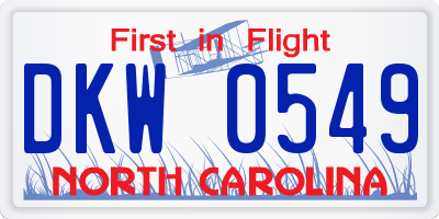 NC license plate DKW0549