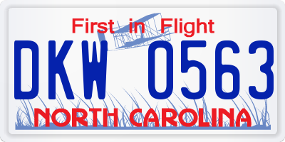 NC license plate DKW0563