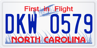 NC license plate DKW0579