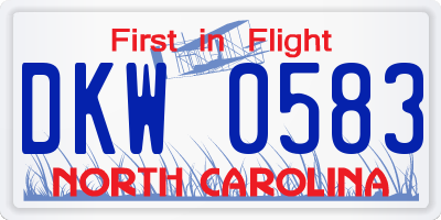 NC license plate DKW0583
