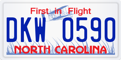 NC license plate DKW0590